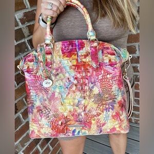 NWTBRAHMIN Large Duxbury HAPPY HOUR Melbourne Leather Satchel Crossbody Handbag